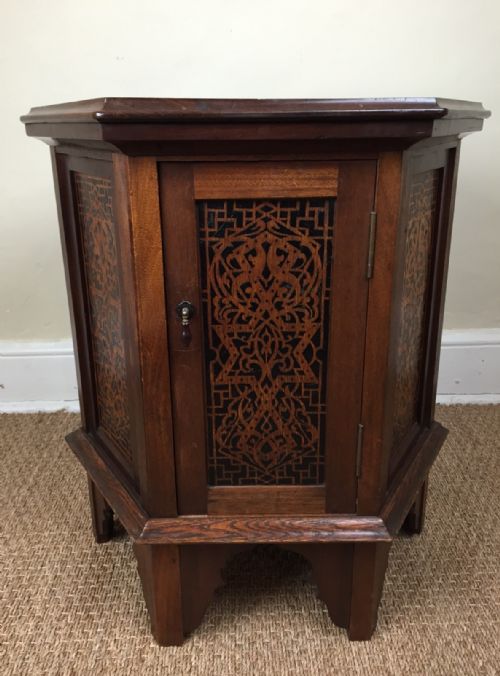 A Late Victorian Mahogany and Poker Work Hexagonal Book Table C 1900 Attributed to Morris and Co.