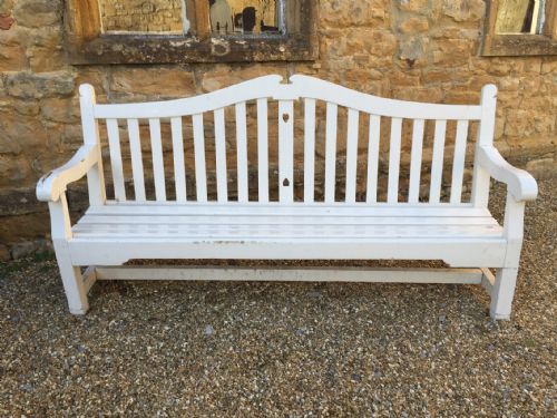 An Edwardian Painted Teak Garden Seat C 1910