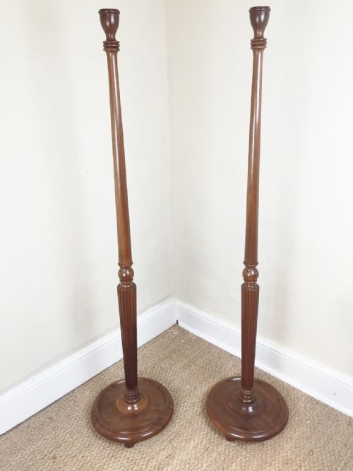 A Pair of Edwardian Walnut Standard Lamps C 1910