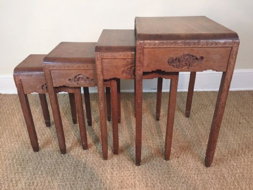 A Nest of 4 Chinese Teak Tables C 1920