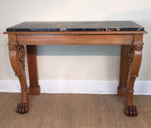 A George IV Oak Console Table C 1830 with Original Marble Top