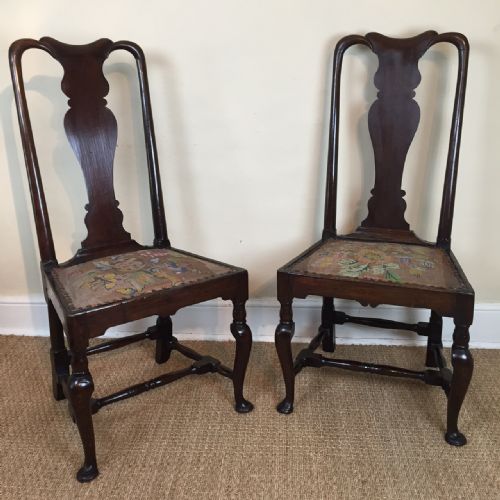 A Pair of Early George 11 Oak Side Chairs C 1740
