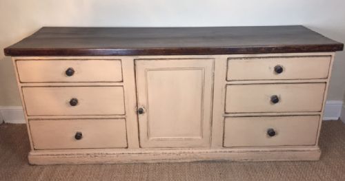 A Devon Painted Pine and Birchwood Dresser Base C 1870