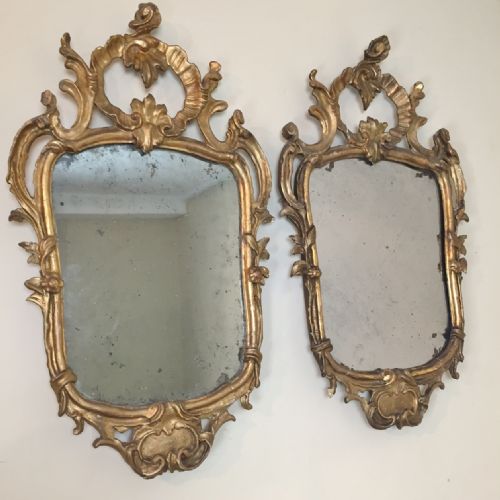 A Pair of Late 18th C North Italian Gilt Mirrors