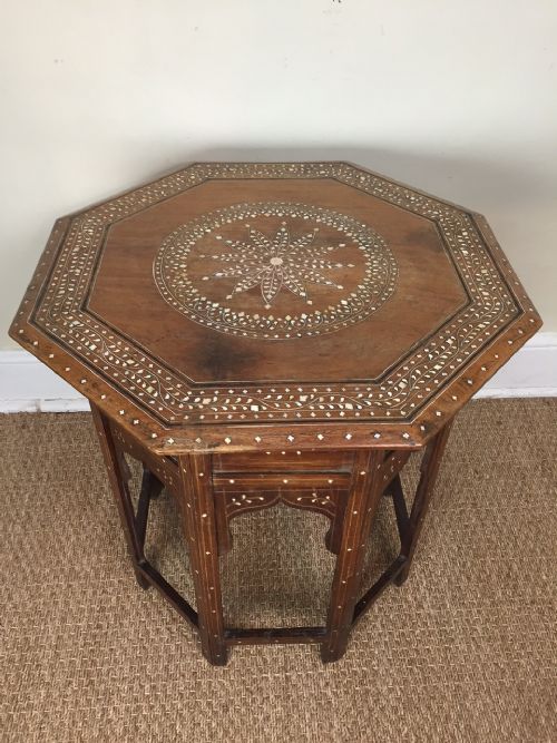 A Large 19th Century Indian Bone Inlaid Table. Hoshiapur C 1890.
