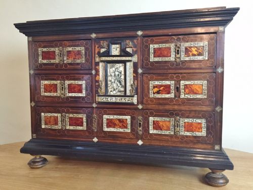 An Early 17th Century Flemish Tortoiseshell Ebony and Bone Inlaid Table Cabinet Antwerp C 1625