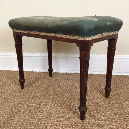 A Regency Mahogany Fluted Leg Rectangular Stool Attributed to Gillows of Lancaster Circa 1810