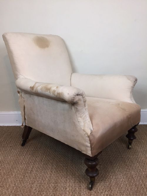 A Large Mid 19th C Library Chair on Turned Walnut Legs C 1840