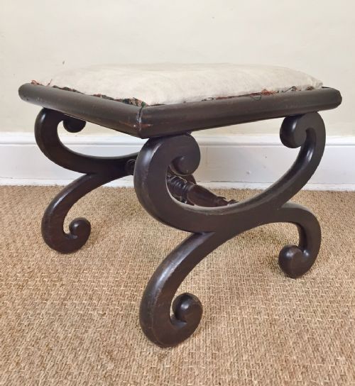 A Small George IV Simulated Rosewood X Frame Stool Circa 1830