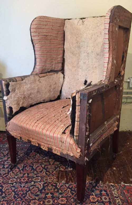 A Late Georgian Mahogany Small Wing Chair Circa 1820 for Re Upholstery