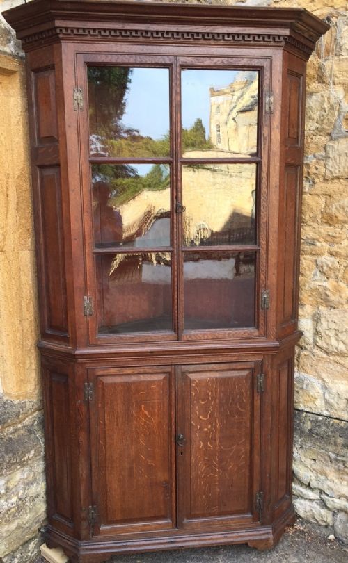 A Late Georgian Oak Devon Standing Country House Corner Cupboard C 1820
