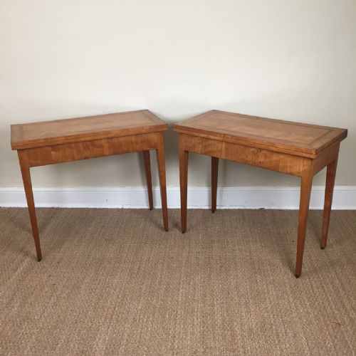 A Pair of Early 19th Century Continental Satinbirch and Rosewood Rectangular Fold Over Card Tables Circa 1820