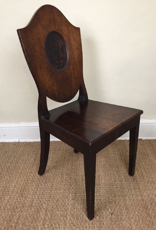 A George 111 Mahogany Hall Chair in the Sheraton Style Circa 1790
