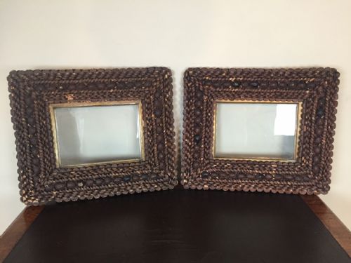 An Unusual Pair of Victorian Cork and Walnut Picture Frames C 1860
