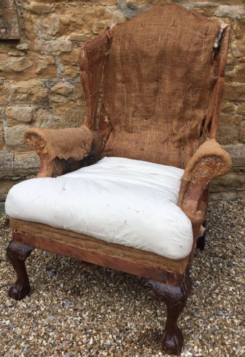 A Large Late 19th Century Mahogany Wing Armchair in George 11 Style