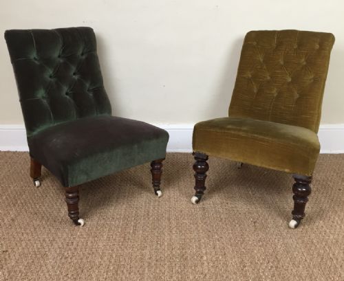 A Matched Pair of Victorian Low Side Chairs Circa 1880