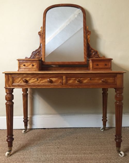A Victorian Satin Birch Dressing Table Circa 1870 in the Manner of Holland and Sons