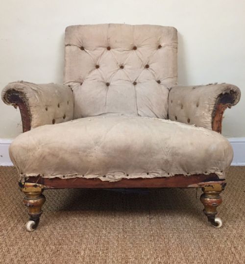 A Victorian Gilt Wood Armchair Circa 1870 for Re Upholstery