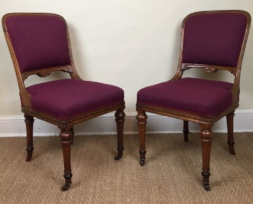 A Pair of Reformed Gothic Oak Side Chairs C 1880