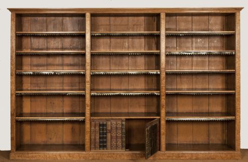 A Magnificent Pair of  Birdseye Maple Library Book Cases by Holland and Sons C 1850