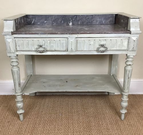 A Late 19th-century French Grey Painted Marble Topped Washstand