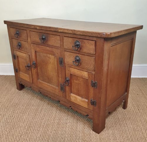 An Arts and Crafts Burr Oak Dresser Base C 1920
