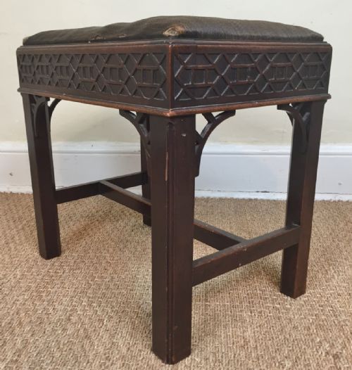 A Mid 19th C Mahogany Stool in Chippendale Style C 1840