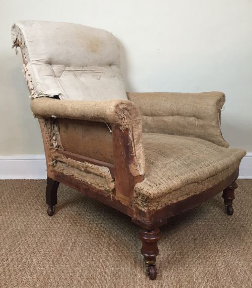 A Good Quality Victorian Walnut Library Chair C 1870