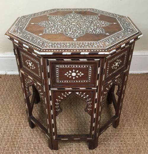 A Good Hoshiapur Bone Inlaid Shisham Wood Table Circa 1880