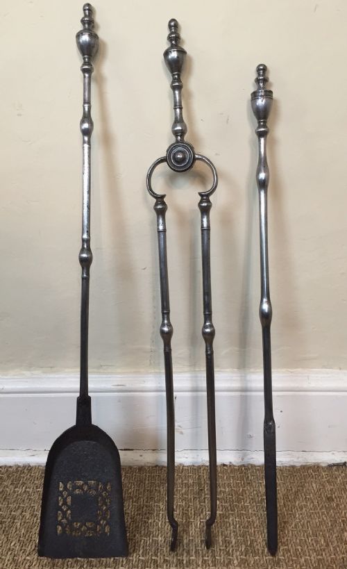 A Set of Three Late Georgian Steel Fire Irons C 1820