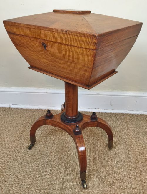 A George IV Ripple Maple Teapoy C 1825
