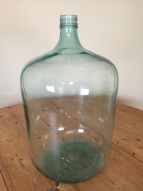 A Very Large Edwardian Hand Blown Green Glass Carboy C 1910