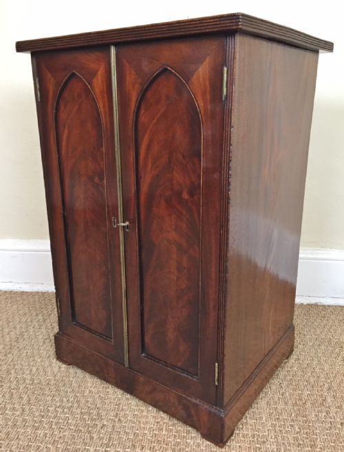 A Small Regency Gothic Mahogany Arched Cabinet C 1810