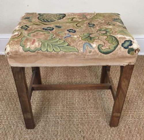 An Early George 111 Mahogany Stool C 1770 with the Original Needlework Top