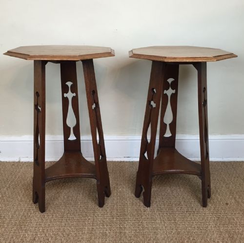 A Pair of Arts and Crafts Oak Occasional Tables C 1905
