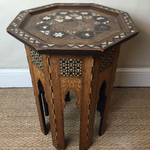 An Egyptian Octagonal Mother of Pearl and Marquetry Inlaid Occasional Table Circa 1910