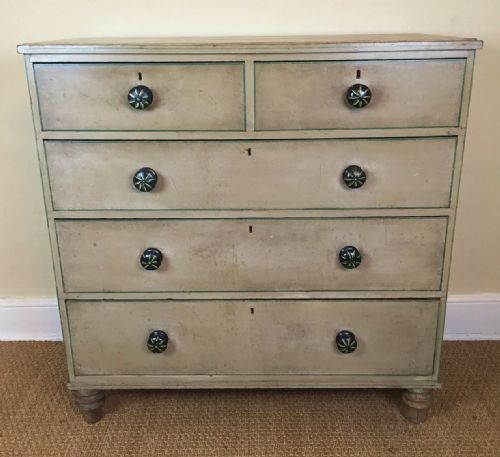 An English Mid 19th C Painted Pine Chest of Drawers in Original Condition C1840