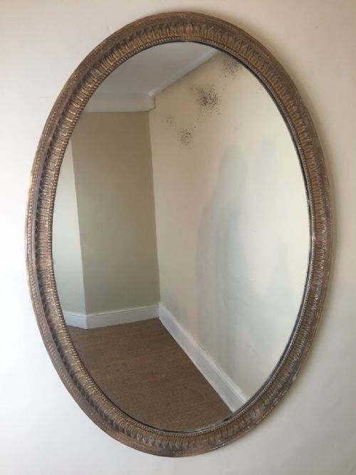 A Large English Oval Water Gilt Mirror C 1870