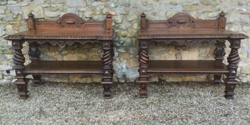 A Pair of Mid 19th C Oak Mannerist Revival Serving Tables C 1850
