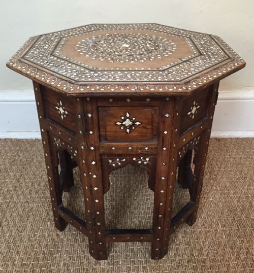 
A Small Hoshiapur Bone Inlaid Octagonal Table Northern India Circa 1900
Size 16 Inches Across 16 Inches High