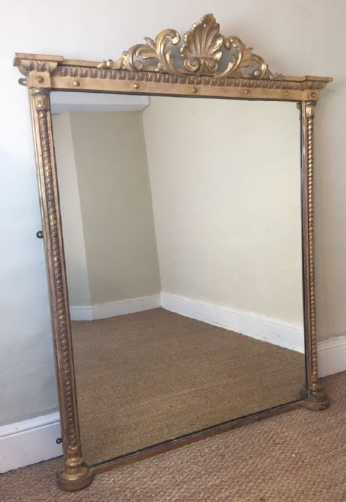 An Early Victorian Giltwood Overmantel Mirror Circa 1850 with Water Gilding and Original Silvered Plate