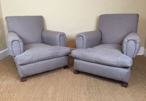 A Large Pair of Edwardian Country House Armchairs C 1910