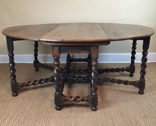 A Large Late 19th C Oak Gateleg Table in 17th C Style