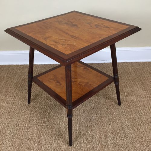 An Aesthetic Movement Satinwood and Mahogany 2 Tier Table C 1880