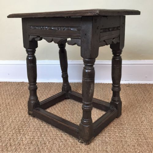 A Charles 1 Oak Joint Stool Circa 1640