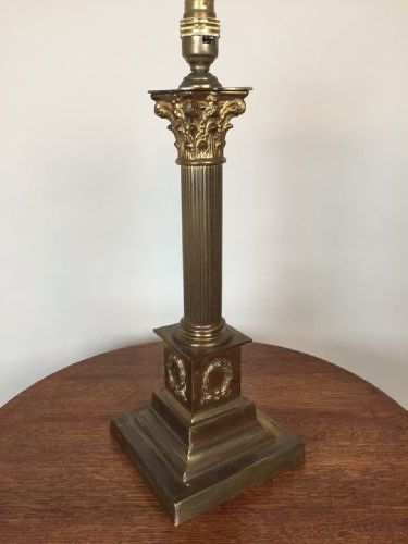 An Edwardian Brass Corinthian Column Table Lamp Circa 1910