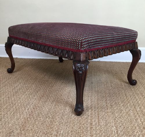 A Large Early Victorian Rosewood Cabriole Leg Stool Circa 1840