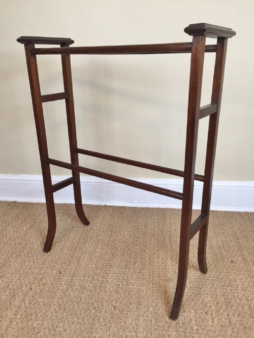An Edwardian Mahogany and Boxwood Strung Towel Rail C 1910