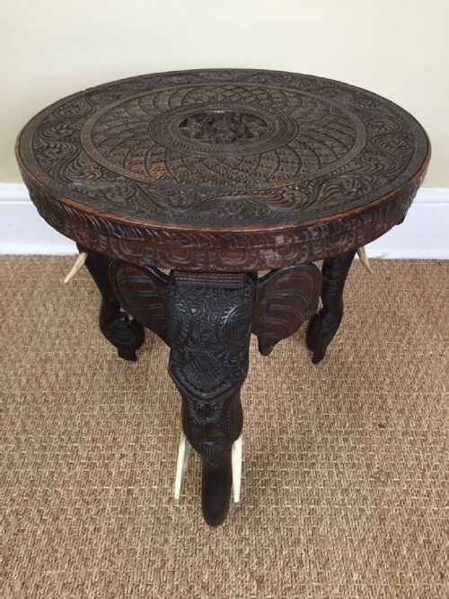 An Indian Teak Circular Elephant Table Bombay C 1900
