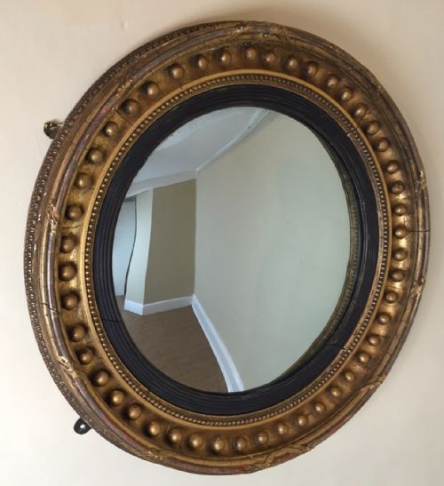A Regency Gilt Convex Mirror C 1820 in Lovely Original Condition